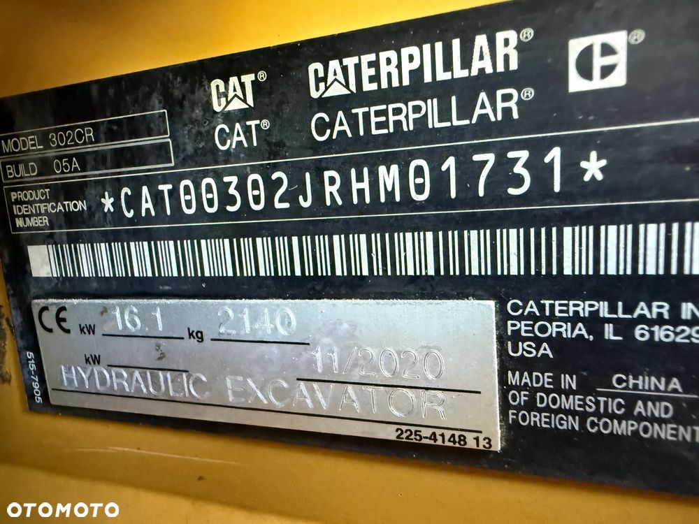 Caterpillar MINIKOPARKA CAT 302CR | 2020 | 1115 mth | 302 CR 301.8 302.7 - 35