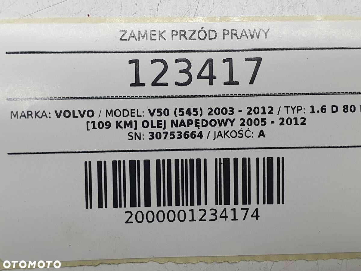 ZAMEK PRZÓD PRZEDNI PRAWY DRZWI VOLVO V50 S40 EU 10PIN 30753664 - 8