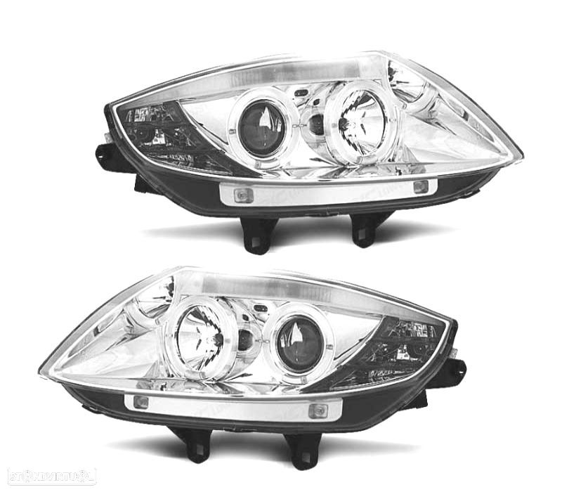 FARÓIS BMW Z4 E85 03-09 ANGEL EYES FUNDO CROMADO - 2