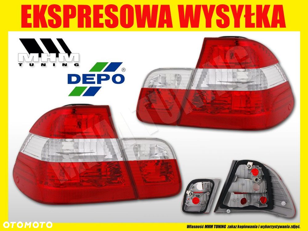 LAMPY TYL KPL 4szt Red White Biało Czerwone BMW 3 E46 LIFT 2001-2005 SEDAN - 2