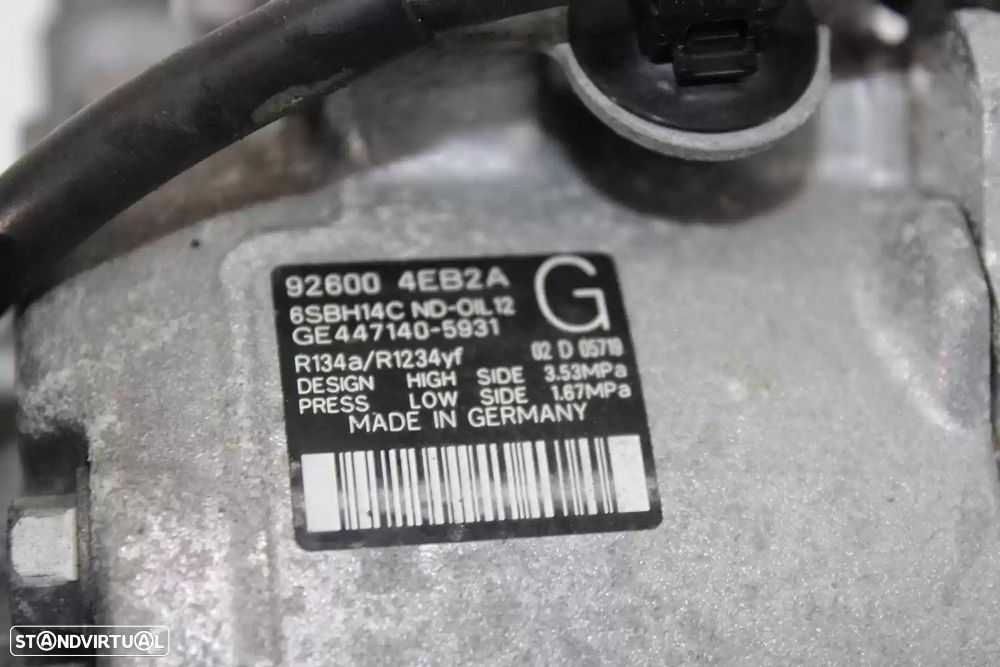 COMPRESSOR AR CONDICIONADO NISSAN QASHQAI II TODO TERRENO, FECHADA 2020 -926004E... - 2