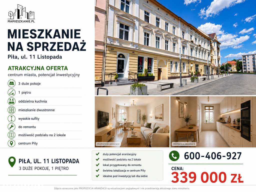80,87 m² w centrum Piły – idealne pod inwestycję