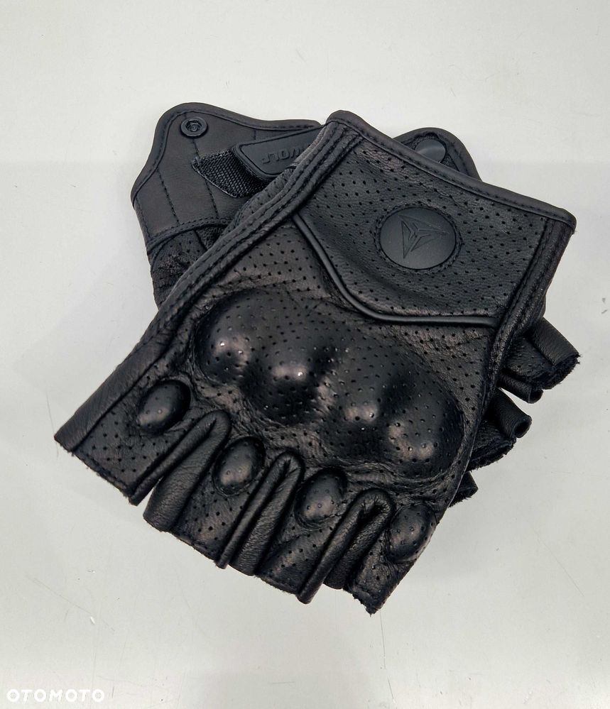 rekawice skórzane motocyklowe bez palcy - 3