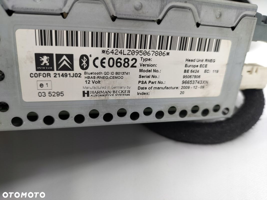 RADIO SAMOCHODOWE PEUGEOT 96653743XN KOMPLET - 5