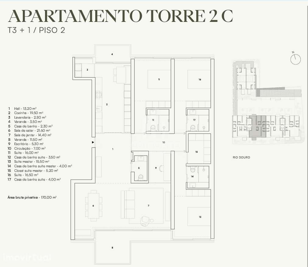 Apartamento T3+1 com terraço em empreendimento de luxo no Campo Alegre - Grande imagem: 2/24