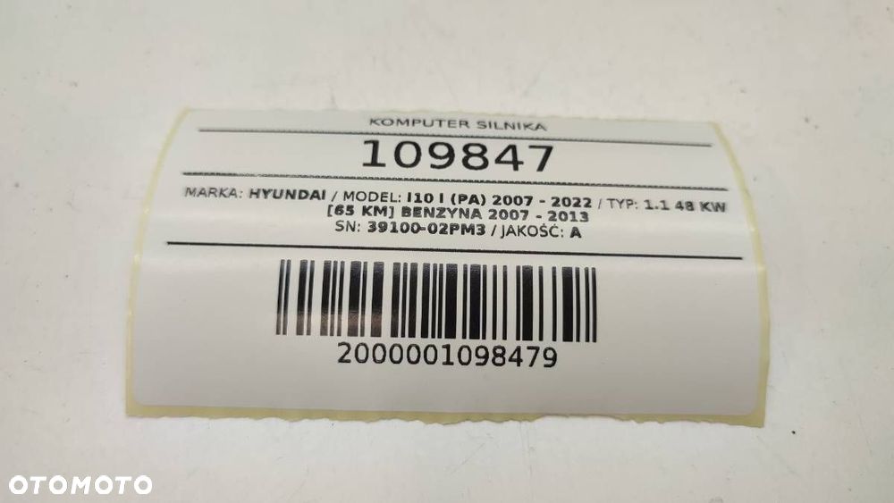 KOMPUTER SILNIKA STEROWNIK 39110-02PM0 HYUNDAI I10 I 1.1 65 - 4