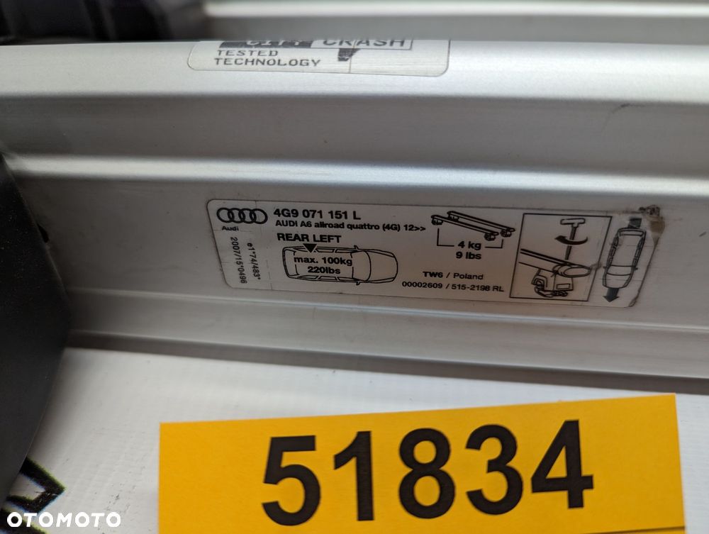 Bagażnik dachowy bazowy belki poprzeczki Audi A6 4G c7 po 2011. Avant - 6