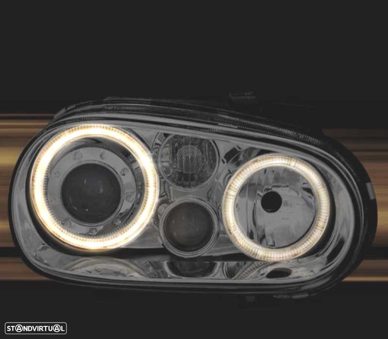 FARÓIS VOLKSWAGEN VW GOLF 4 LOOK R32 ANGEL EYES FUNDO CROMADO - 2