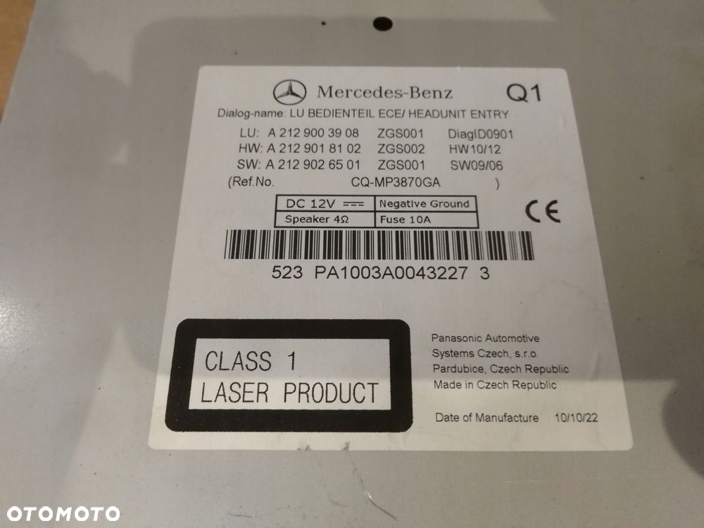 MERCEDES E KLASA W212 NAVIGACJA RADIO A2129003908 - 2
