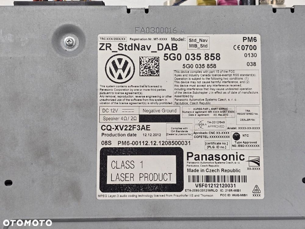 VW GOLF VII 14R MODUŁ CZYTNIK MMI 5G0035858 - 2