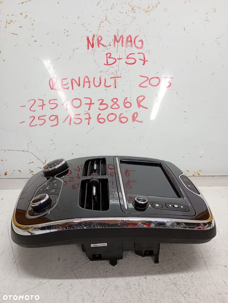 WYŚWIETLACZ NAWIGACJI PANEL KLIMATYZACJI RENAULT ZOE 275107386R 259157606R - 2