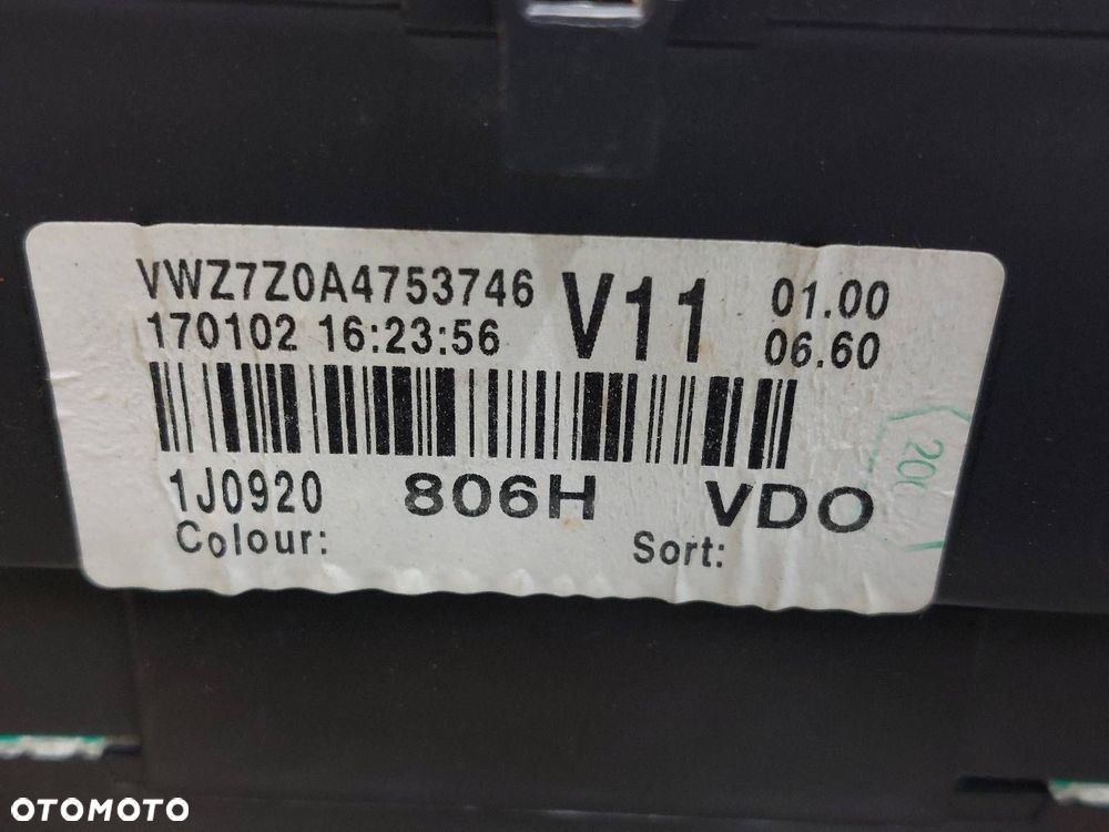 ZESTAW STARTOWY LICZNIK GOLF IV 1.9 TDI AUTOMAT 038906019FF 1J0920806H - 5