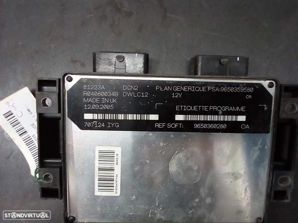 CENTRALINA MOTOR UCE CITROEN BERLINGO / BERLINGO FIRST LIMUSINA 1996 -9650360280... - 2