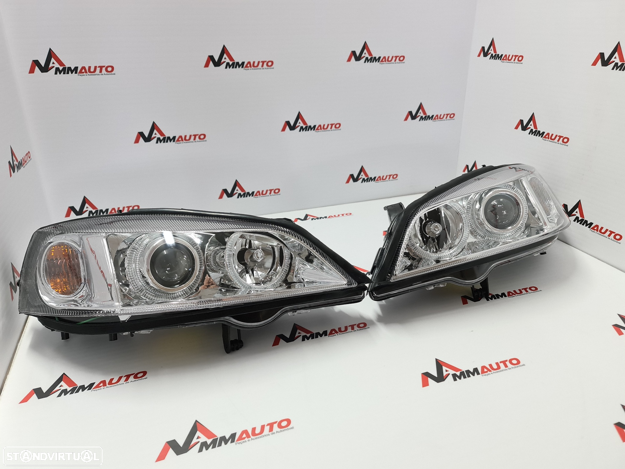 Faróis Angel Eyes Opel Astra G Fundo Cristal - 2