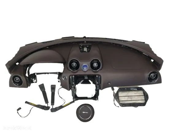 JAGUAR XJ X351 DESKA KONSOLA KOKPIT PODUSZKA POWIETRZNA AIRBAG PASAŻERA KIEROWNICY ZAPINKA NAPINACZ PASÓW BEZPIECZEŃSTWA BRĄZOWA ORYGINAŁ - 1