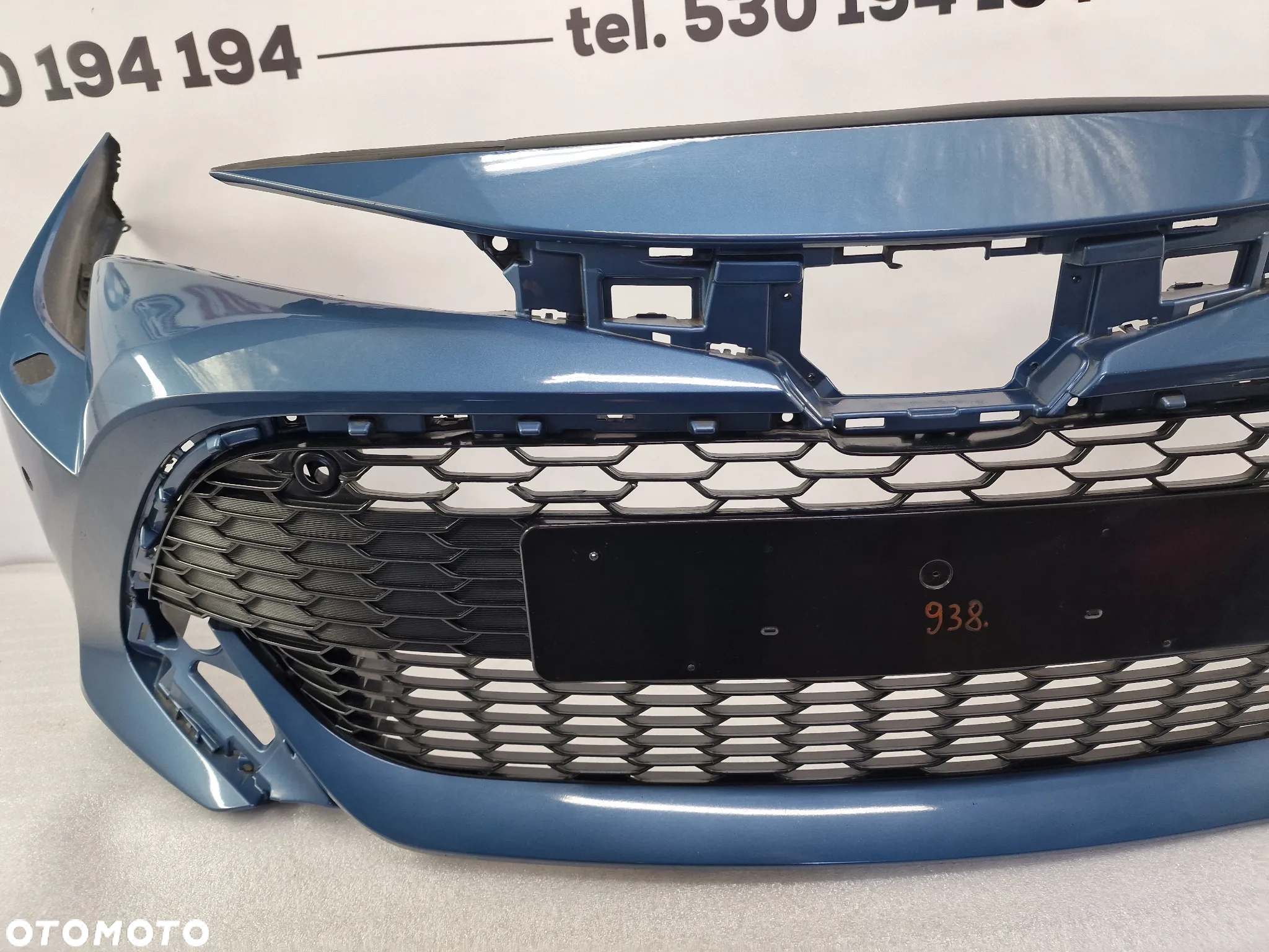 TOYOTA COROLLA XII E21 18- ZDERZAK PRZEDNI PRZÓD NA SPRYSKI + 6X PDC + KRATKA ŚRODKOWA , KOLOR BŁĘKITNY METALIK , NR 52119-02P40 / 52119-02S20 , NR AUKCJI NZ938 - 10