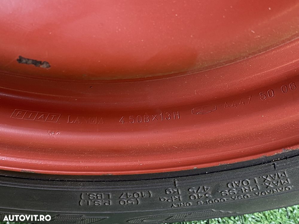 Roata rezerva originala Fiat 500 Lancia 4X98 cu anvelopa 135 80 13 - 7