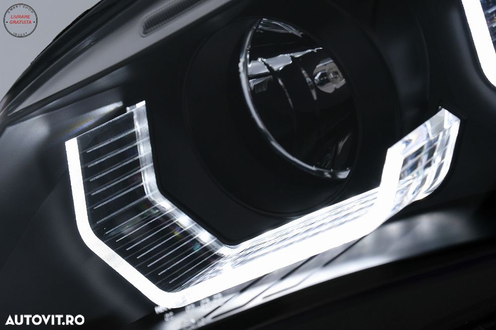 Faruri 3D LED Angel Eyes BMW Seria 5 E60 E61 (2003-2007) LCI Design Negru- livrare gratuita - 4