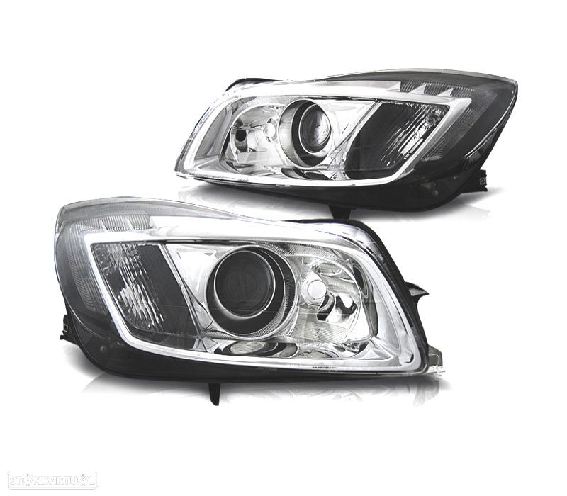 FAROIS FRONTAIS PARA OPEL INSIGNIA 08-13 LED FUNDO CROMADO - 1