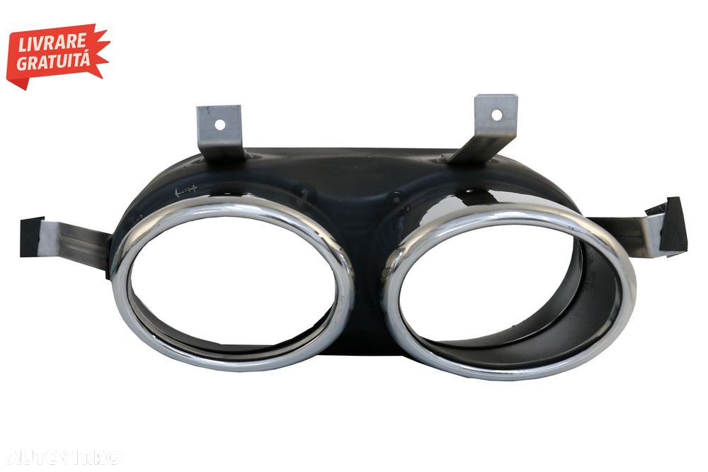 Difuzor Bara Spate Evacuare Dubla Audi Q5 SUV FY S-Line (2018-2020) Evacuari Crom- livrare gratuita - 9