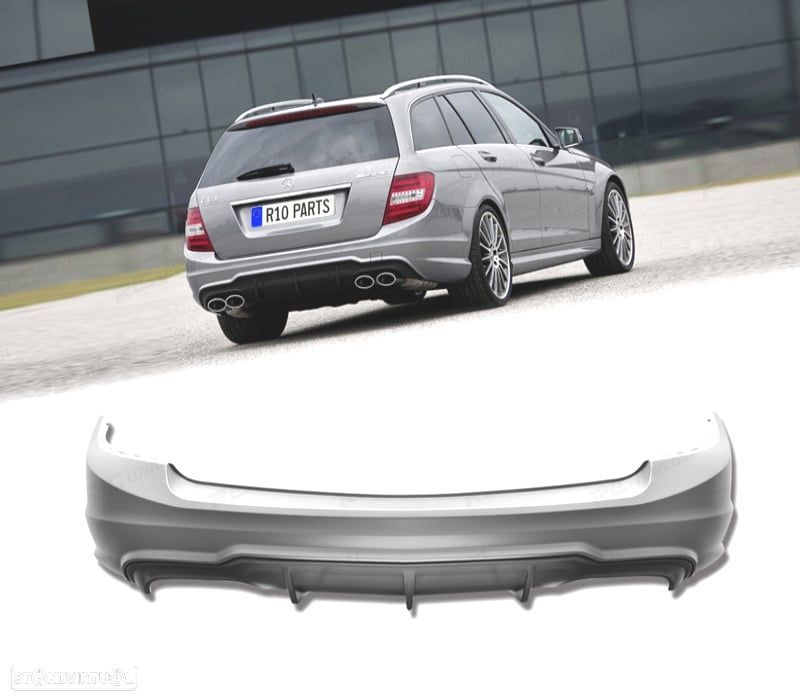 PARA-CHOQUES TRASEIRO MERCEDES CLASE C W204 KOMBI 07-14 LOOK C63 AMG SAIDA DUPLA - 1