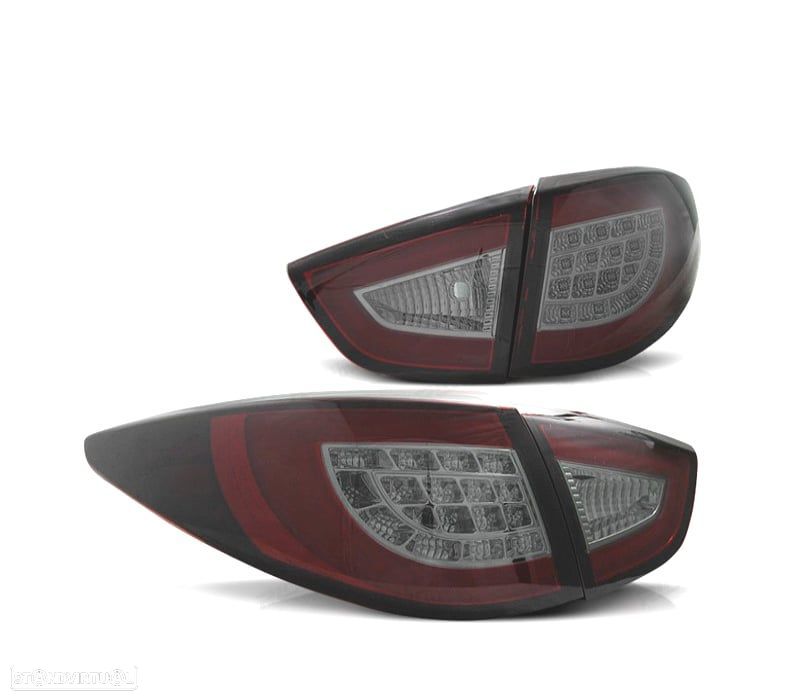 FAROLINS TRASEIROS PARA HYUNDAI IX35 10-13 LIGHT BAR FUNDO VERMELHO FUMADO - 1