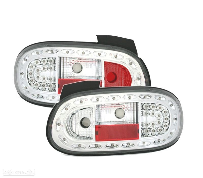 FAROLINS TRASEIROS MAZDA MX 5 98-05 LED FUNDO CROMADOS - 1