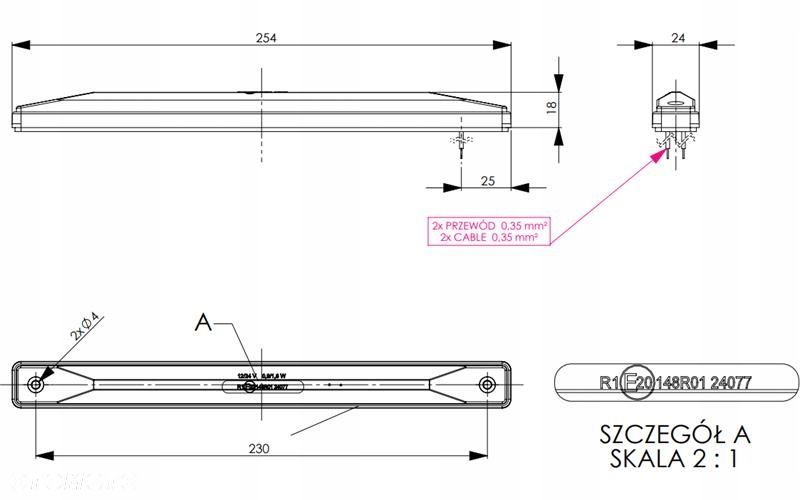 lampa obrysowa tylna led czerwona 12/24v uniwersalna - 2