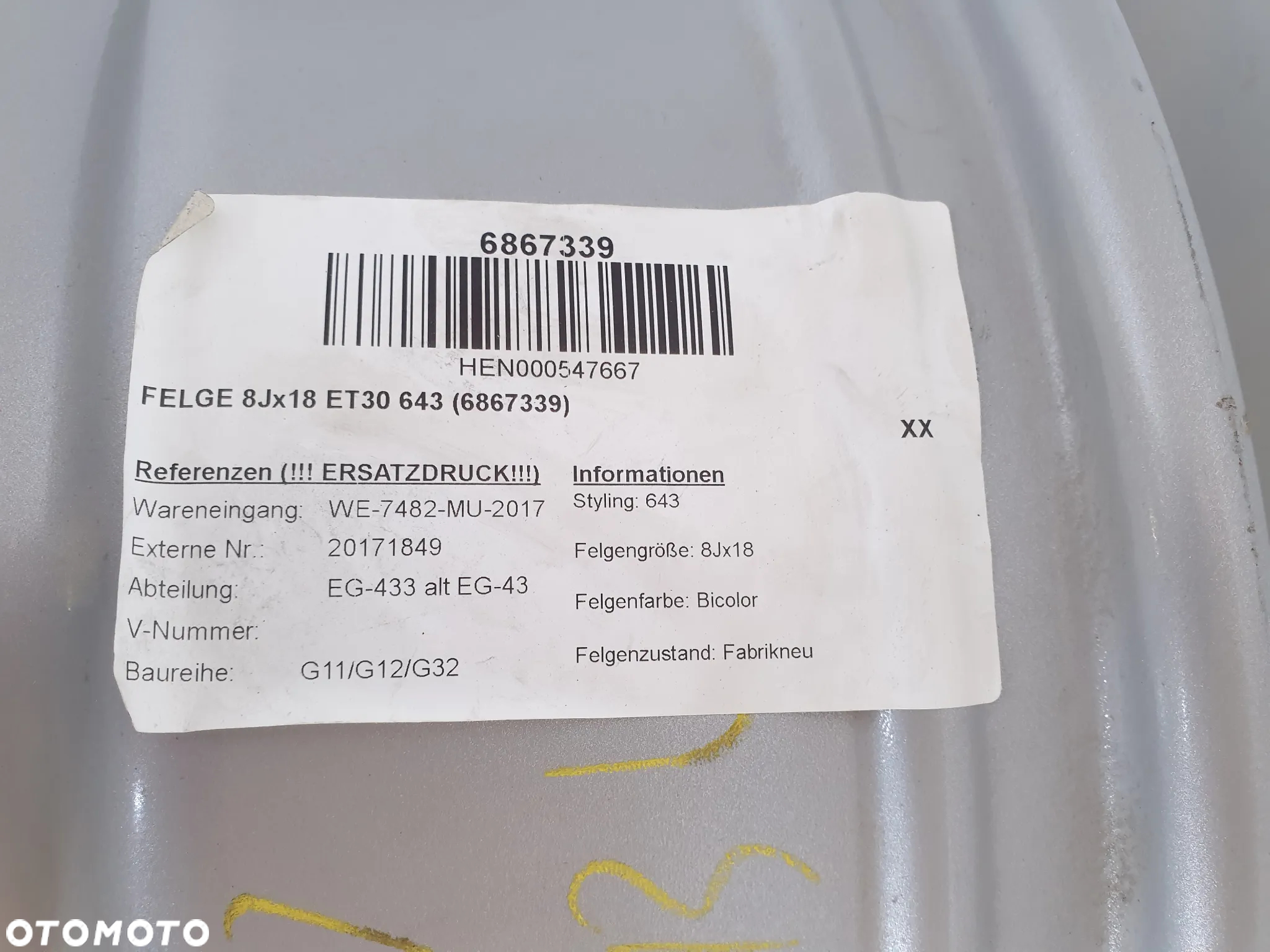 FELGI ALUMINIOWE ALUFELGI KOMPLET 4 SZT BMW G11 G12 G32   8.0" x 18" 5x112 ET 30 NOWE NIE UŻWANE! ORYGINAŁ POTESTOWE! - 12
