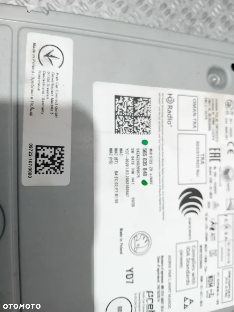 MULTIMEDIA CZYTNIK KARTY SD RADIO SKODA OCTAVIA III R2020 NR 565035840 - 2