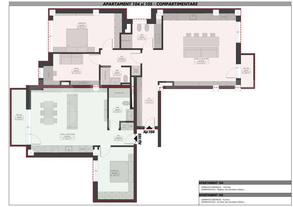 Apartament Ultracentral cu 2 camere, 63,10 mp, Bloc Nou — fotografia 1
