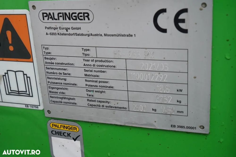 Palfinger Stivuitor Palfinger / F3-253PX / Montat pe remorcă / max. capacitate de ridicare 2500 kg / 3m / 2021 / SERVICE LA ASO - 37