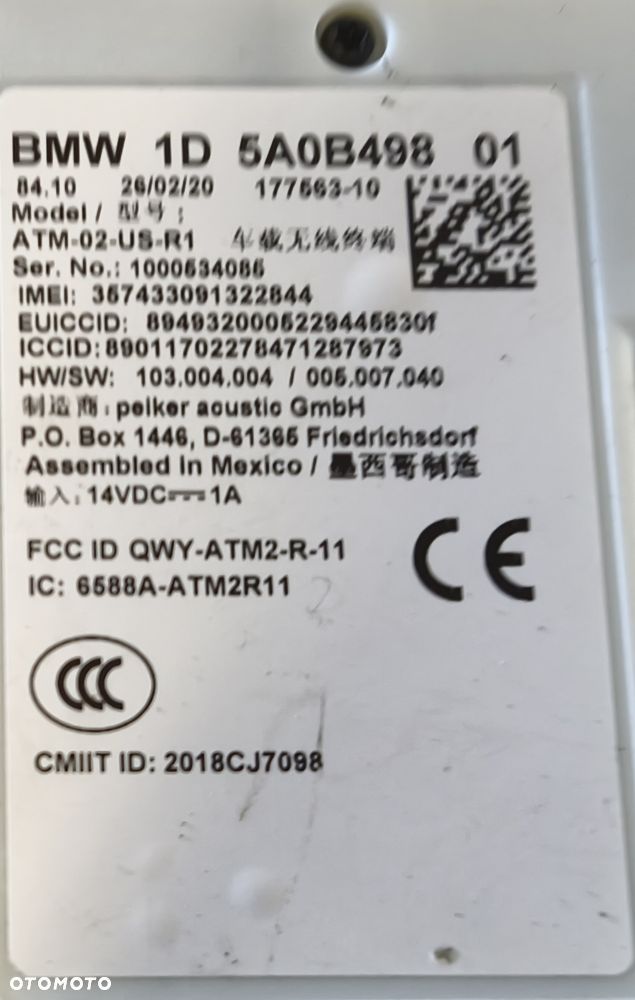 BMW X5 G05 20r ANTENA 5A0B498 - 2