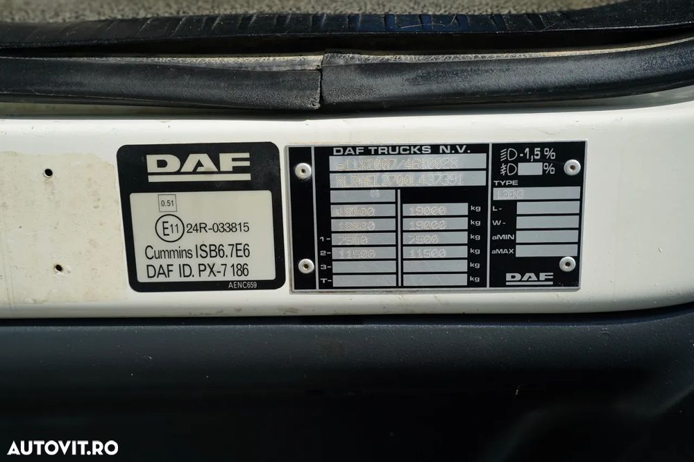 DAF LF 250 / 4X2 / LIVRARE - 7.3 + HDS HYVA HB 150X -E3 / RADIOCOMANDĂ / ROTATOARE / MAX. CAPACITATE DE RIDICARE: 5200 KG / EURO 6 - 39