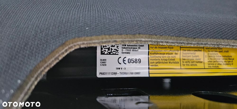 RAM 1500 V 5 2019- Big Horn KRÓTKI KRÓTKIE DRZWI QUAD CAB 1,5 Podsufitka Czarny sufit Airbag Kurtyna lewa  P68311113AH - 15