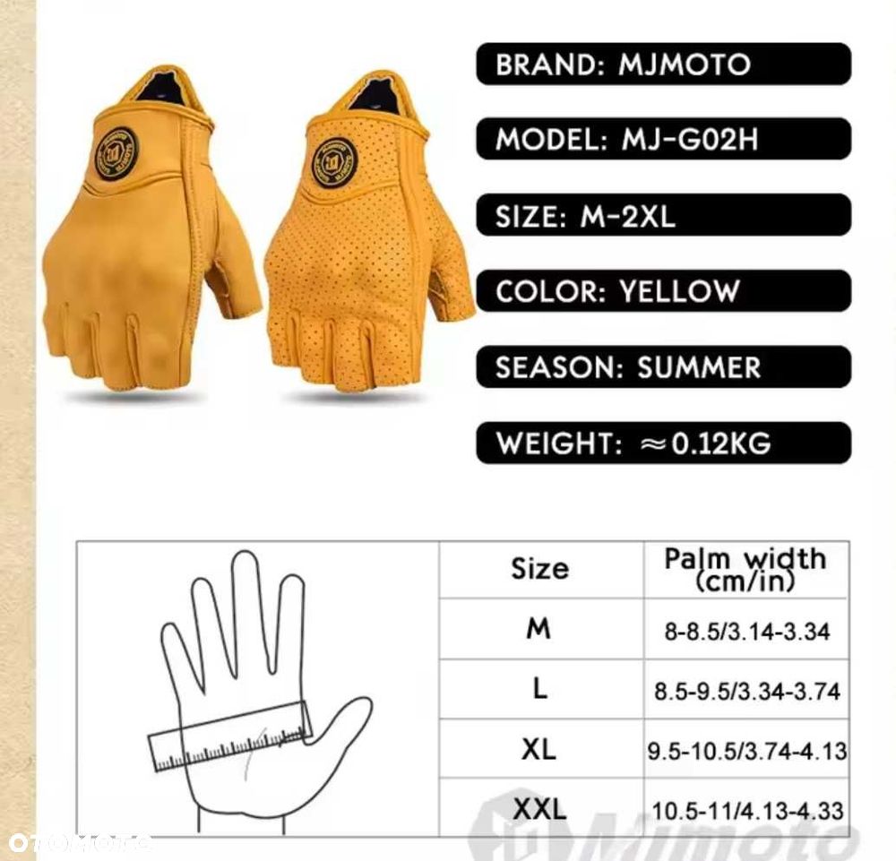 Rękawice skórzane motocyklowe bez palcy brąz - 5