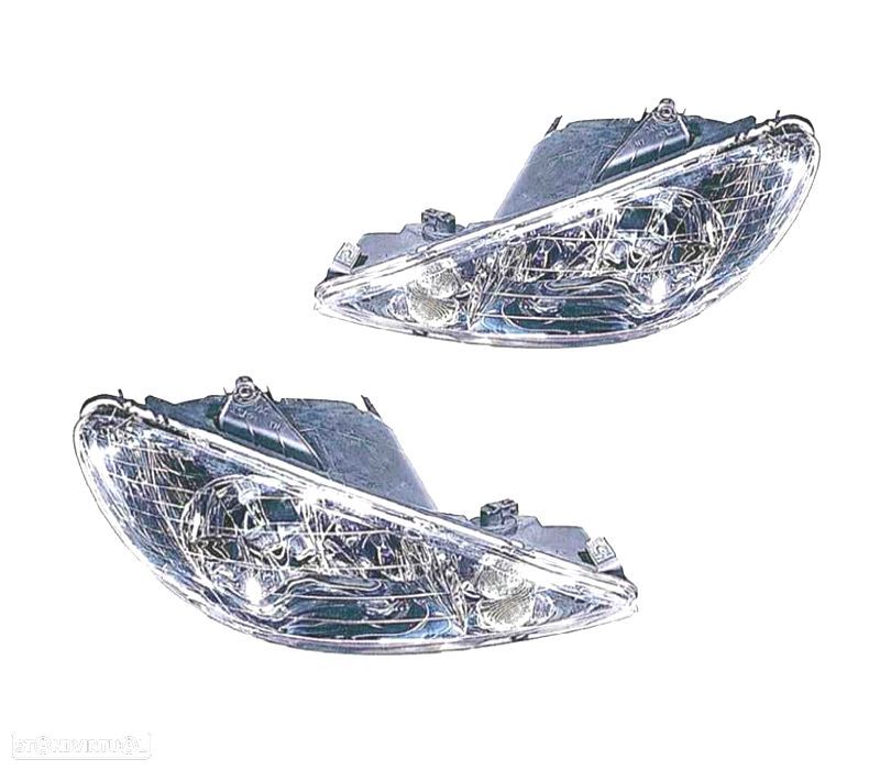 FARÓIS OPTICAS PEUGEOT 206 98-09 H7+H7 - 1