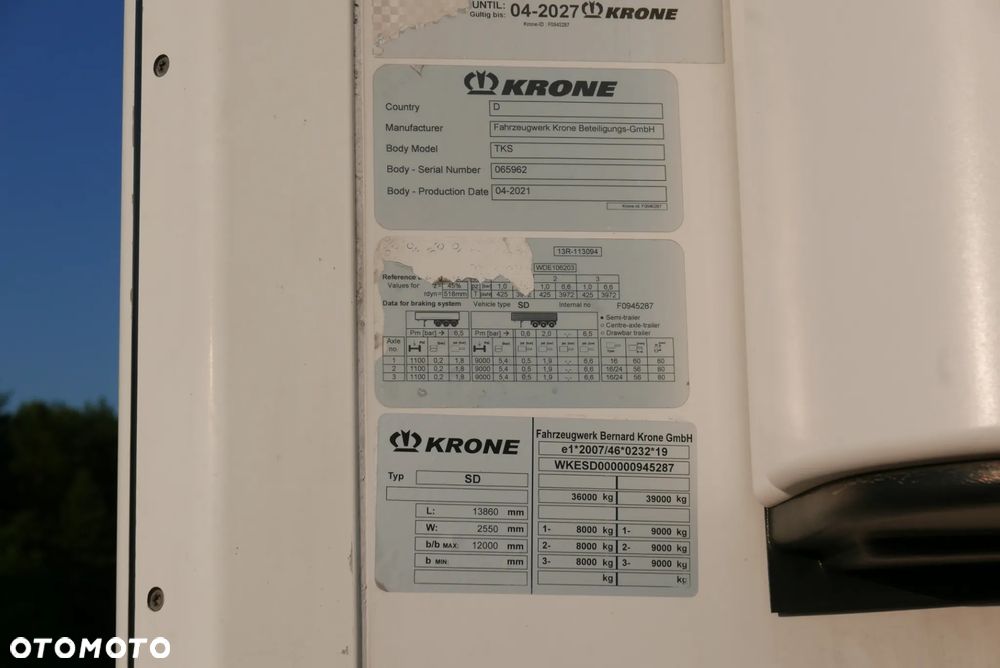Krone KRONE SD CHŁODNIA NACZEPA 1848 MTH CARRIER VECTOR 1550 21r Doppelstock 7CM gruba ściana - 36