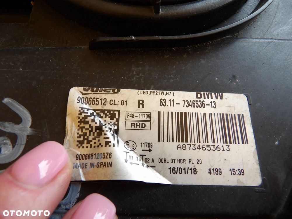 BMW - F48,X3 - H7 - PRAWA LAMPA PRZEDNIA - UK - 7346536 - 11