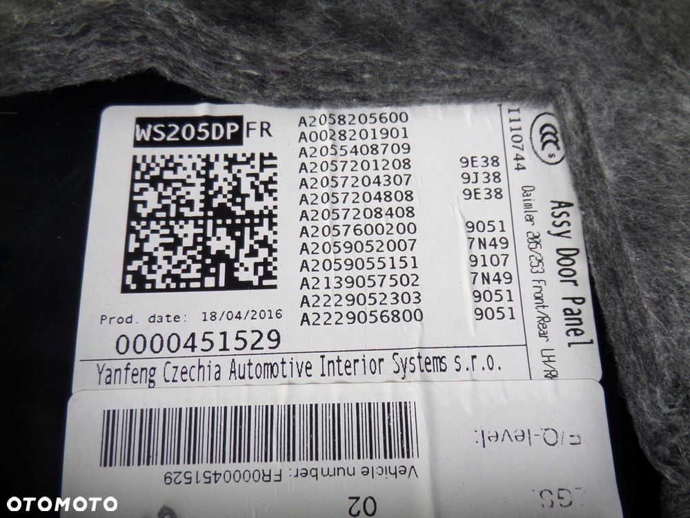 tapicerka boczki drzwi mercedes w205 c63s amg sedan - 7