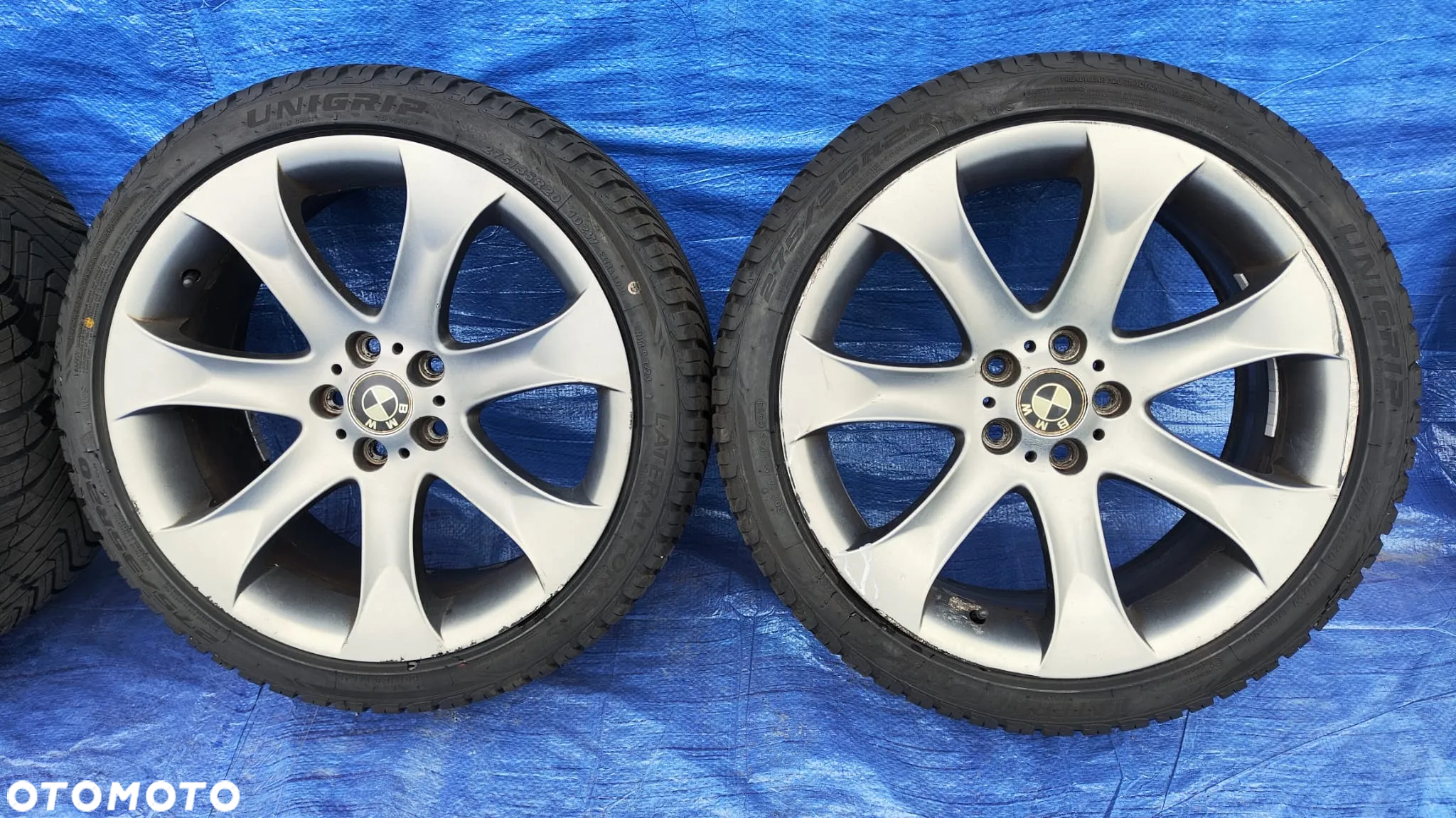 KOŁA FELGI ORYGINALNE STYLING 168 20 CALI 6766068 6766069 9.5J IS45 10.5J IS30 OPONY WIELOSEZONOWE 2024R JAK NOWE UNIGRIP LATERAL FORCE 4S 275/35R20 GRIPMA SUPERGRIP A/S 315/35R20 BMW X5 E53 - 7