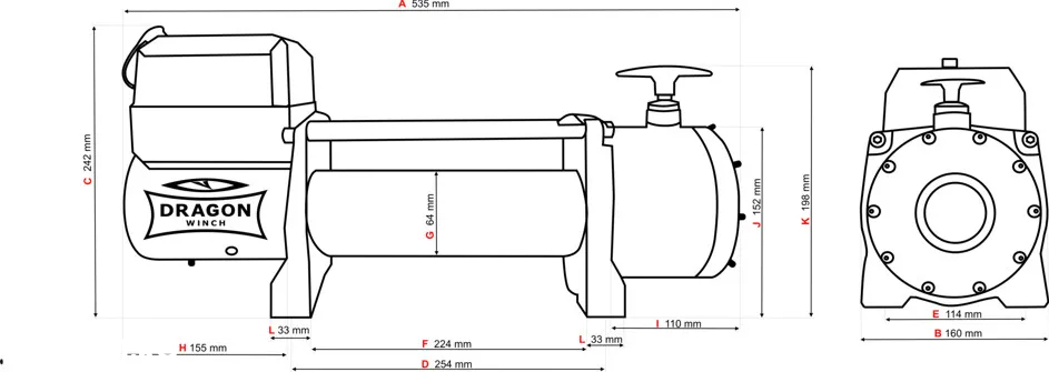 troliu Dragon Winch 14000 lbs (trage 6360 kg) 24 V - 4