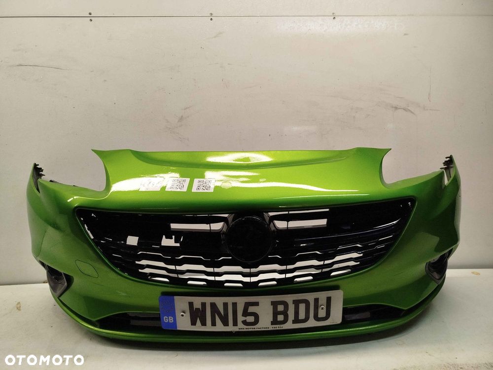 ^ ZDERZAK PRZÓD PRZEDNI OPEL CORSA E Z30P ZIELONY HALOGENY - 1