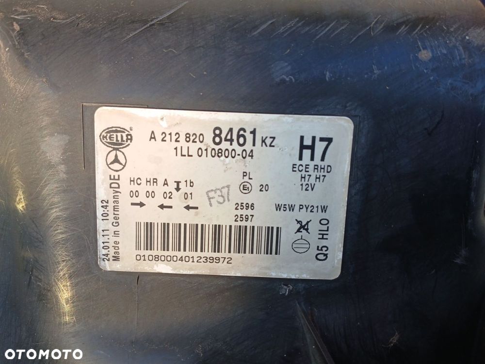 REFLEKTOR PRAWY LAMPA PRAWA PRZÓD ZWYKŁY MERCEDES E-KLASA W212 A2128208461 - 4