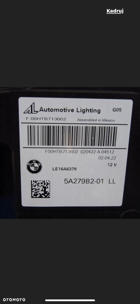LAMPA PRAWA BMW X5 G05 X6 G06 FULL LED LASER SHADOW CZARNA 5A279B2 JAK NOWA - 10