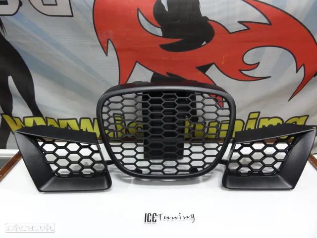Kit 3 Grelhas (Frontal e laterais) em favo de mel para Seat Ibiza 6L 2002-2008 tipo Cupra em plástico - 1