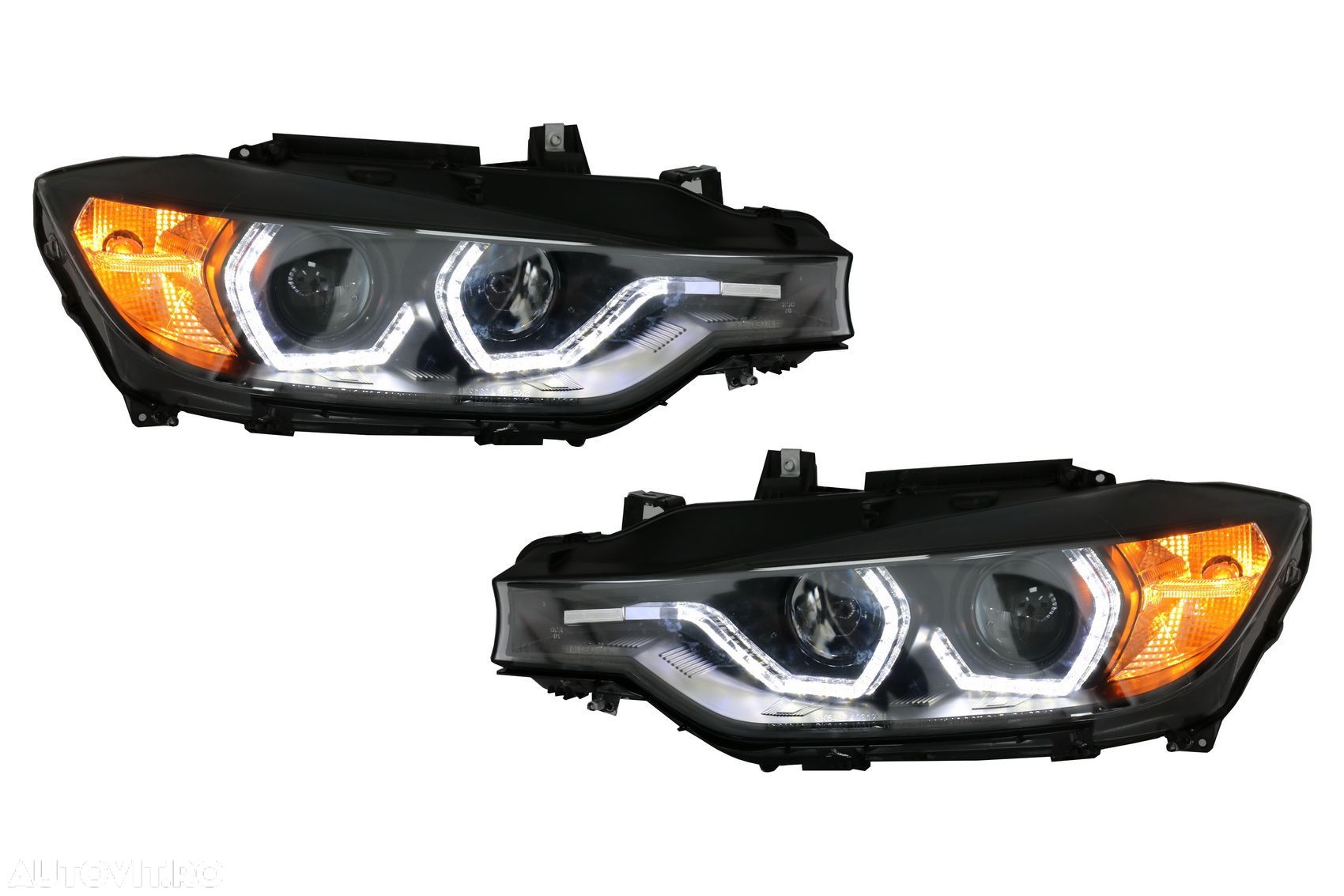Faruri Full Angel Eyes LED DRL compatibil cu BMW 3 Series F30 F31 Seda - 1