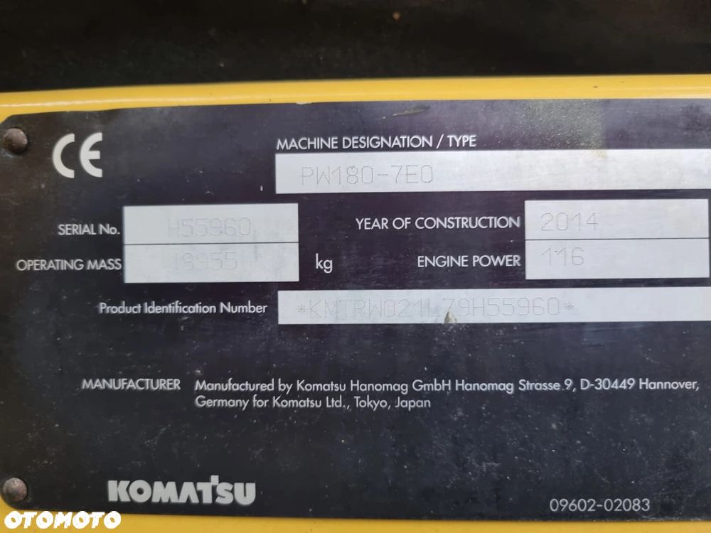 Komatsu PW180 Koparka 19t Kołowa‼️Super Stan Zadbana Stan bardzo dobry. Centralne smarowanie, Klima 2x Osprzęt - 22