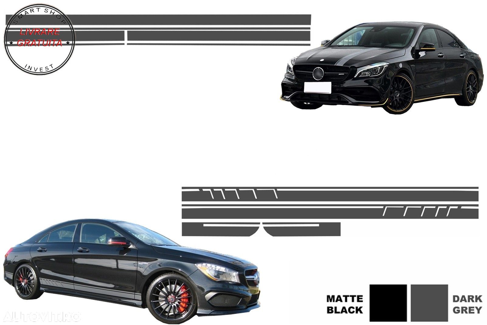 Set Stickere Capota Plafon Portbagaj si Laterale Gri Inchis Mercedes CLA W117 C117- livrare gratuita - 1