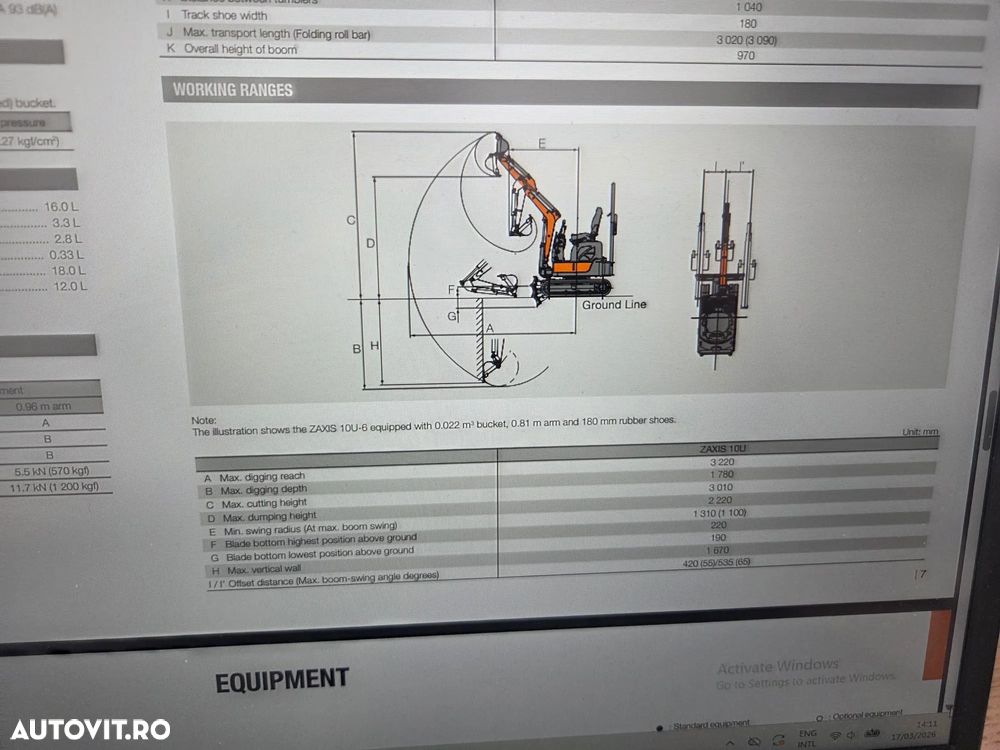Hitachi ZX10, 1,3 tone, adanci sapare 2m, CUPLA RAPIDA+3 cupe, inst picon pe brate, senile cauciuc extensibile, produs in JAPONIA, posibilitate leasing 5 ani-PROMOTIE 19.500 EUR+Tva - 23